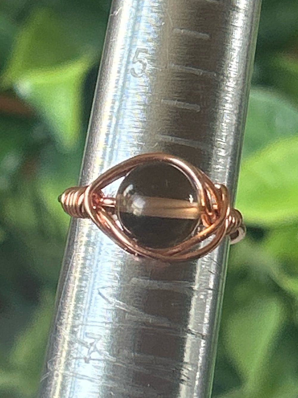 💍 Handcrafted mystic cocoa aura quartz copper wire wrapped crystal ring size 6